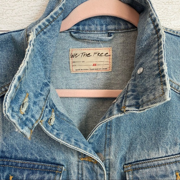 NWT Free People Comet Fringe Denim Bomber Jacket - Picture 7 of 9